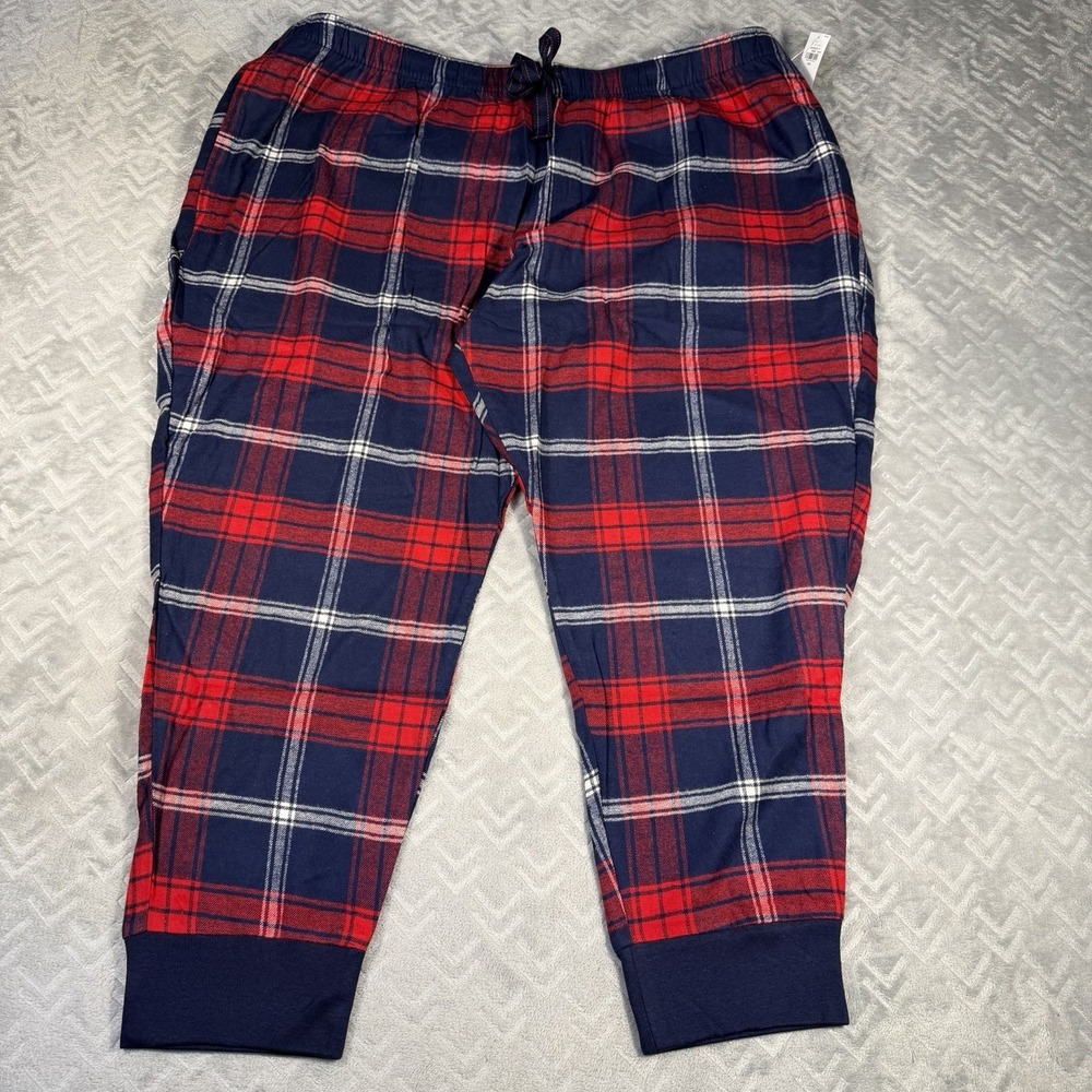 Old Navy Flannel Pajama Jogger Pants 2X Red Blue Tartan Plaid Cotton Women's NWT